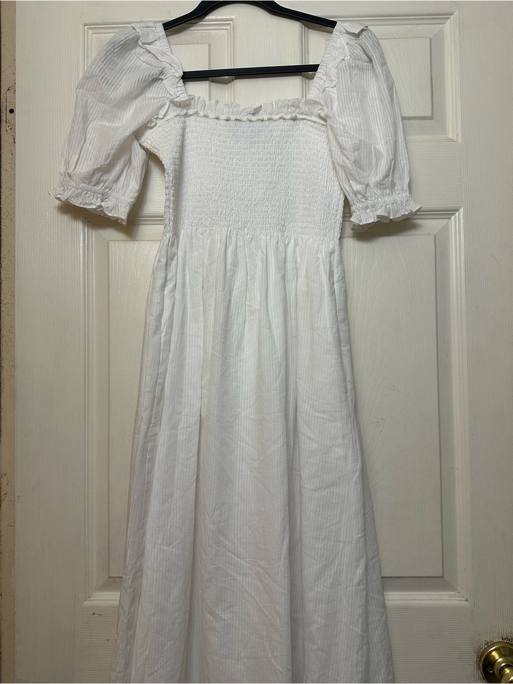 Hill House White Smocked Square-Neck Maxi Dress with Puff Sleeves - Picture 6 of 7